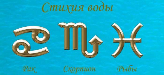Водные знаки: Рак, Скорпион и Рыбы